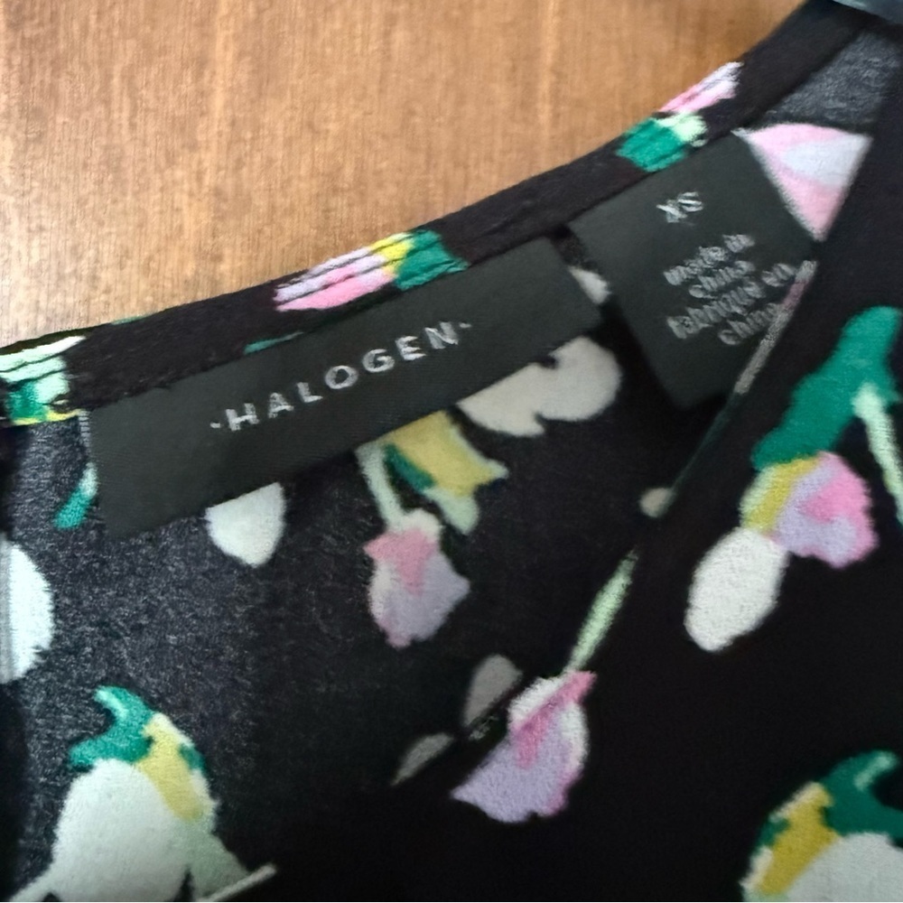 Halogen  EUC. Black Floral Sleeveless A-Line Back Zip Dress. Fun Fun Fun! - Picture 5 of 9